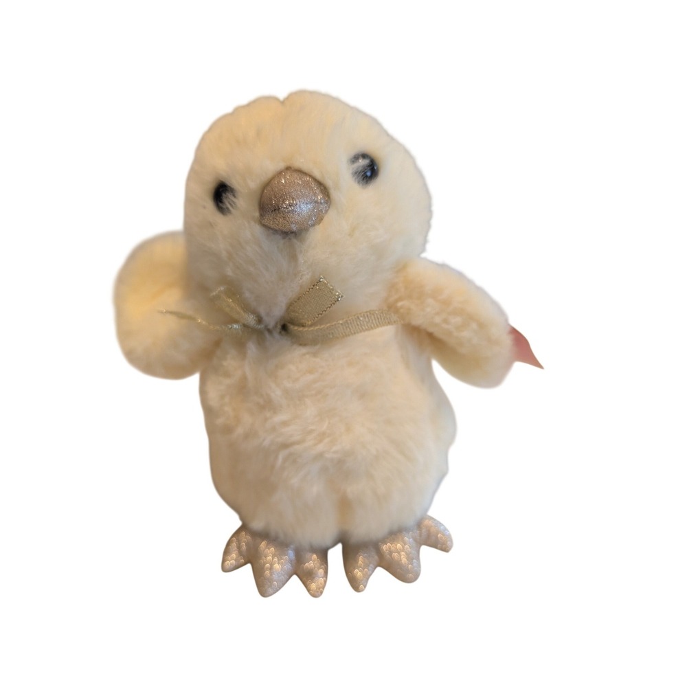 FAO‎ Schwarz Sparklers Plush Chick Cream Yellow Glitter Beak Feet Bird NWT